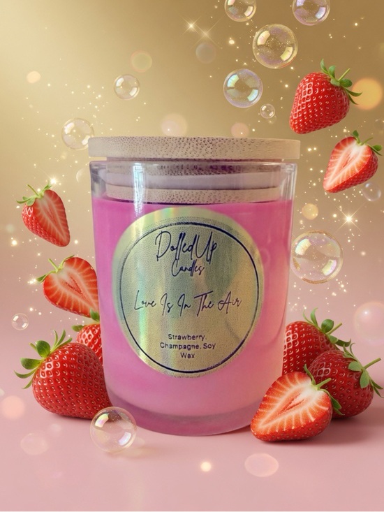 Hand Crafted Other - 9oz Strawberry Champagne Scented Soy Wax Candle